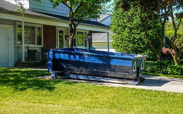 residential dumpsters can be placed on a driveway or yard, but preventative measures must be taken to avoid damage to the property